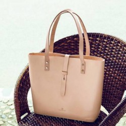 Time Creation Imported Vegetable Tanned Cowhide Handmade Retro Genuine Leather Solid Color Commuter Horizontal Tote Bag Shopping Bag